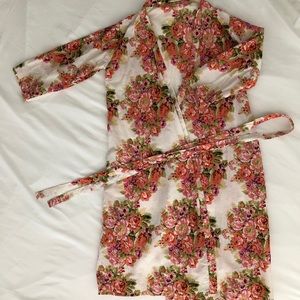Floral Print Linen Robe